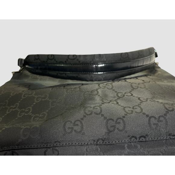 Gucci GG Jacquard Shoulder Bag Black Silver Hardware COA Leather Trim - Picture 14 of 16